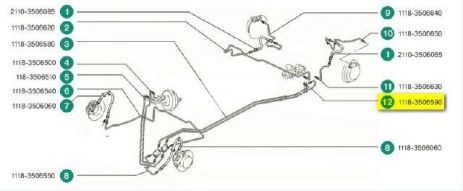 Трубка гальмівна сталева ВАЗ 1118, Бізнес-Пріоритет (1118-3506590) магістральна ліва