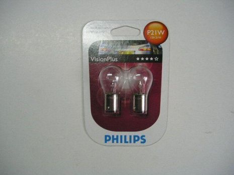 Лампа с цоколем PHILIPS 12V P21W (12498VP) Vision Plus (2 шт. в уп.)