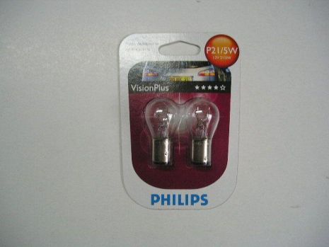 Лампа с цоколем PHILIPS 12V P21/5W (12499VP) Vision Plus (2 шт. в уп.)