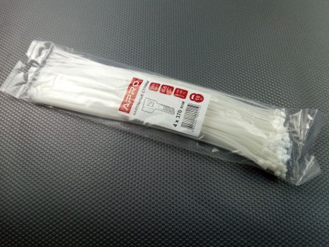 Хомут пластиковий APRO 370х4 (100 шт. в уп.) білий, 1 УПАКОВКА (CT-W4370)