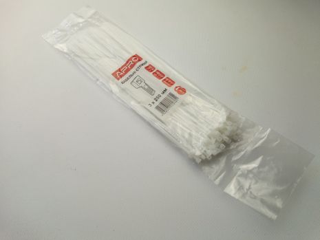 Хомут пластиковий APRO 250х3 (100 шт. в уп.) білий, 1 УПАКОВКА (CT-W3250)