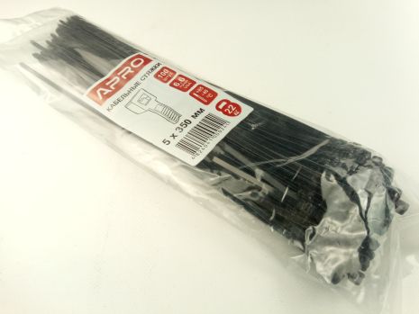 Хомут пластиковий APRO 350х5 (100 шт. в уп.) чорний, 1 УПАКОВКА (CT-B5350)