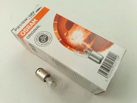 Лампа с цоколем OSRAM 12V P21/5W (7528) (10 шт. в уп.) цена за 1 шт
