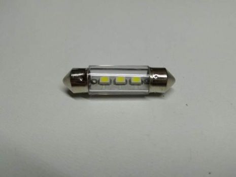 Лампа светодиод с/ц МАЯК (12T11x36-W/3SMD) 12V C5W 36 мм AC 3SMD (35 х 28) белая