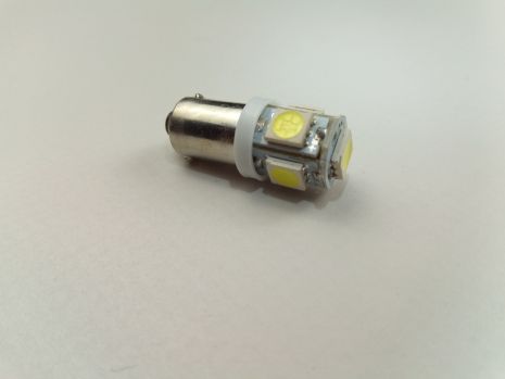Лампа светодиод с/ц 12V T4W BA9s 5SMD (50 х 50) белая