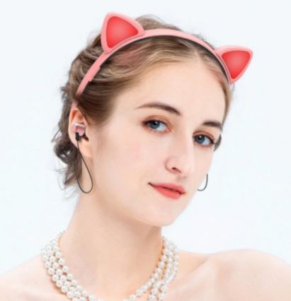 Бездротові мультифункціональні навушники CAT EAR ZW-29 LUMINOUS WIRELESS EAR PHONE з рожевими вушками