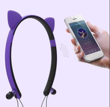 Беспроводные мультифункциональные наушники CAT EAR ZW-29 LUMINOUS WIRELESS EAR PHONE с ушками фиолетовые