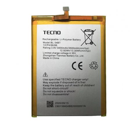 Акумулятори для Tecno Spark 2 KA7 (BL-34BT) [Original PRC] 12 міс. гарантії