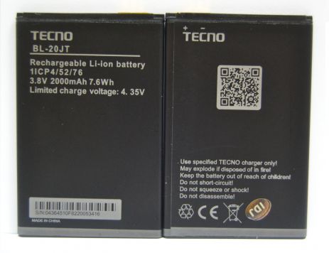 Акумулятори для Tecno BL-20JT/POP 2F LTE 2000 mAh [Original PRC] 12 міс. гарантії
