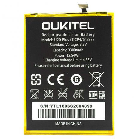 Аккумулятор для Oukitel U20 Plus 3300 mAh [Original PRC] 12 мес. гарантии