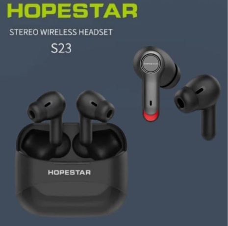 Беспроводные наушники HOPESTAR S23 c bluetooth гарнитурой кейсом для хранения и зарядки чёрные