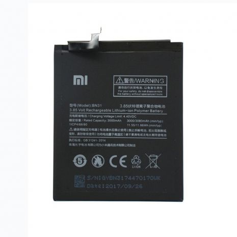 Акумулятор для Xiaomi BN31 - Mi A1/Mi 5X/Redmi Note 5A/Redmi Note 5A Pro [Original PRC] 12 міс. гарантії