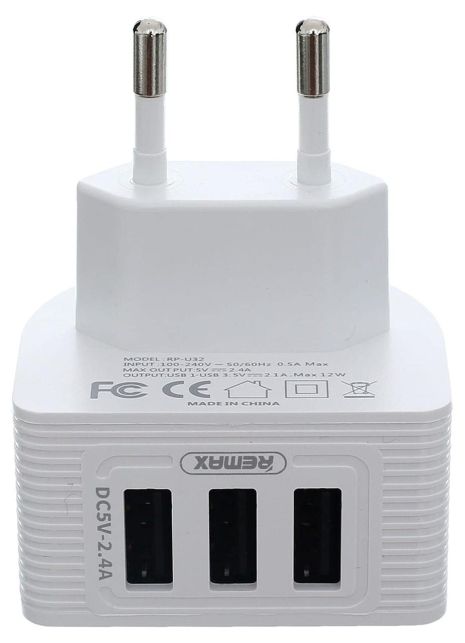 Зарядний пристрій Remax RP-U32-EU (3USB/2.4A) White