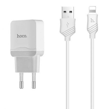 Зарядное устройство Hoco C22A little superior (1USB/ 2.4A) + Cable iPhone Lightning White