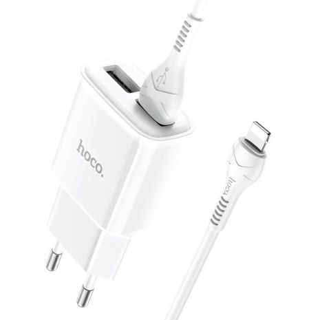 Зарядний пристрій Hoco C88A (2USB/2.4A) + Cable iPhone White
