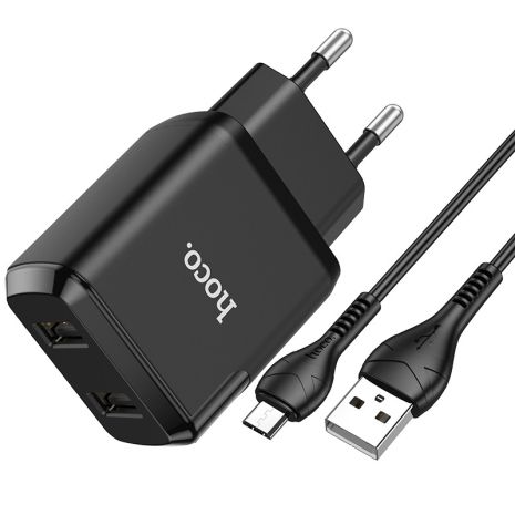 Зарядное устройство Hoco N7 (2USB/ 2.1A) + Cable Micro USB Black