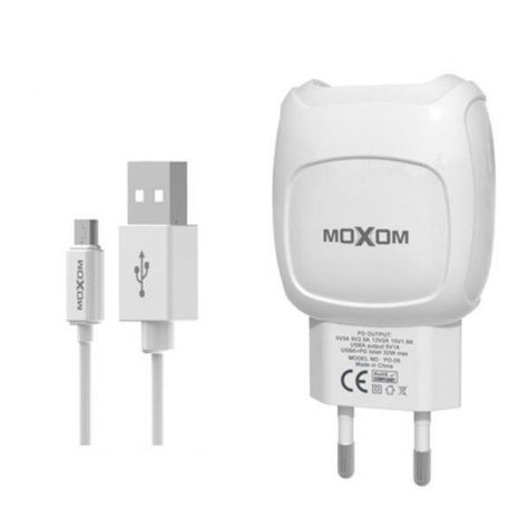 Зарядное устройство Moxom KH-69 2.1A 2USB + Cable microUSB White