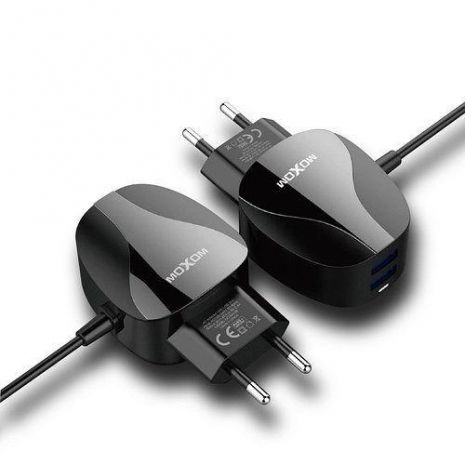 Зарядное устройство Moxom MX-HC15 Cable microUSB + 2USB 2.4A Black