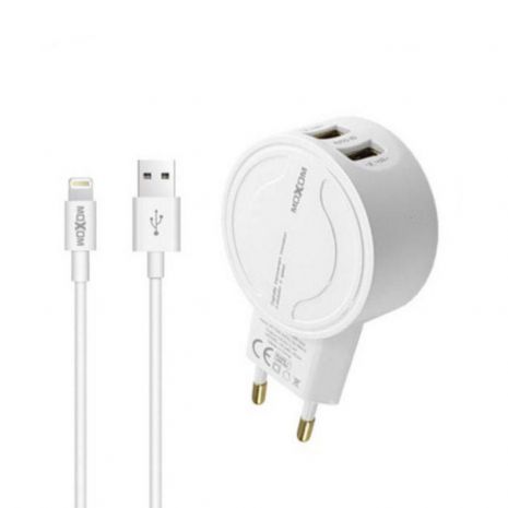 Зарядное устройство Moxom MX-HC04 2.4A 2USB + Cable Lightning White