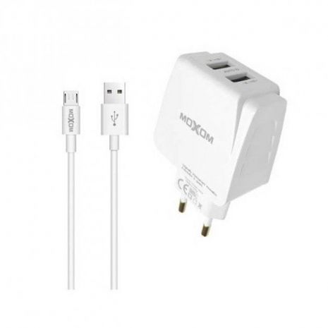Зарядний пристрій Moxom MX-HC03 2.4A 2USB + Cable Lightning White