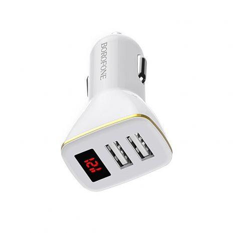 Автомобільне ЗУ Borofone BZ11 Digital Display 2USB 2.1A White