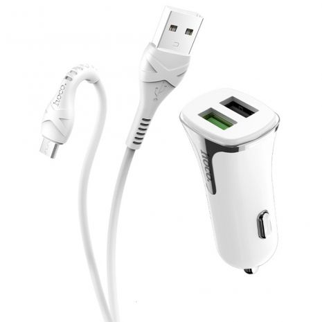 Автомобільне ЗУ Hoco Z31 QC3.0 (2USB/3.4A) + Cable Micro USB White