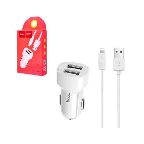 Автомобильное ЗУ Hoco Z2A (2USB/ 2.4A) + Cable iPhone White