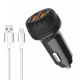 Автомобільне ЗУ Moxom MX-VC02 2.4A 2USB + Cable Type-C Black