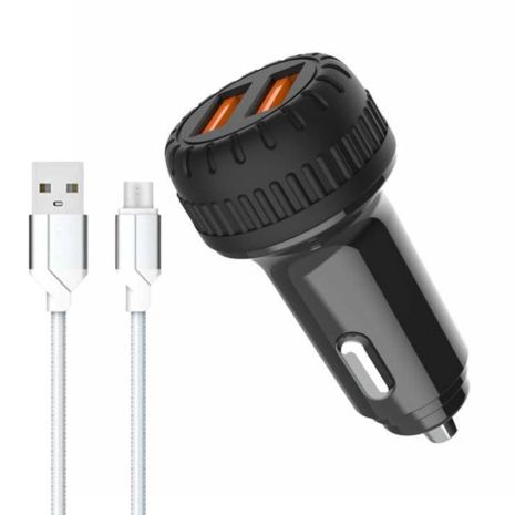 Автомобильное ЗУ Moxom MX-VC02 2.4A 2USB + Cable Type-C Black