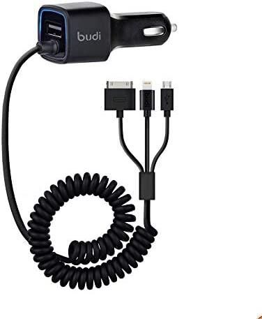Автомобільне ЗУ Budi M8J066T3 2.4A 1USB / Lightning / micro USB / 30 Pin