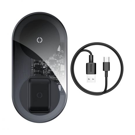 Беспроводное ЗУ Baseus Simple 2in1 Pro Edition For Phones+Pod 15W WXJK-C 3.0A Прозрачный