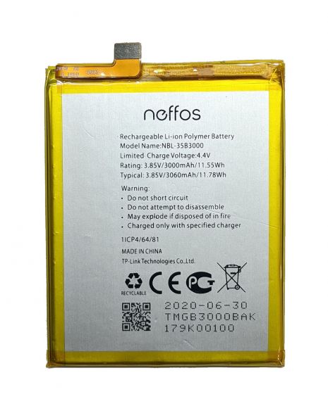 Акумулятори для TP-Link NBL-35B3000 Neffos C7 (TP910A) / Neffos X9 (TP913A) - 3060 mAh [Original PRC] 12 міс.