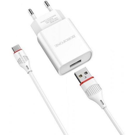 Зарядний пристрій Borofone BA20A Type-C 1USB 2.1A White