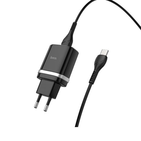 Зарядний пристрій Hoco C12Q QC3.0 18W + Type-C Cable Black