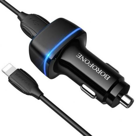 Автомобильное ЗУ Borofone BZ14 Lightning 2USB 2.4A Black