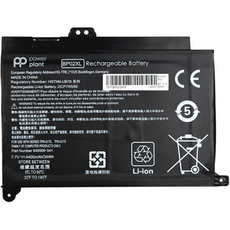 Акумулятори PowerPlant для ноутбуків HP Pavilion Notebook PC 15 (BP02XL) 7.7V 4400mAh