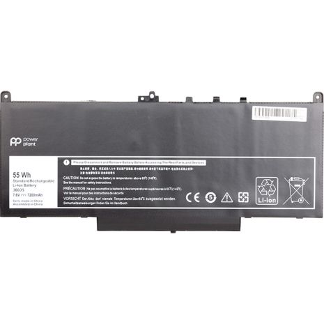 Акумулятори PowerPlant для ноутбуків DELL Latitude E7270 (J60J5) 7.6V 7200mAh