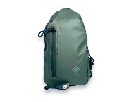 Сумка-слінг чоловіча, 2відділення, додатковий карман, USB вихід 9801, розмір: 30*18*7 см темно-зелений