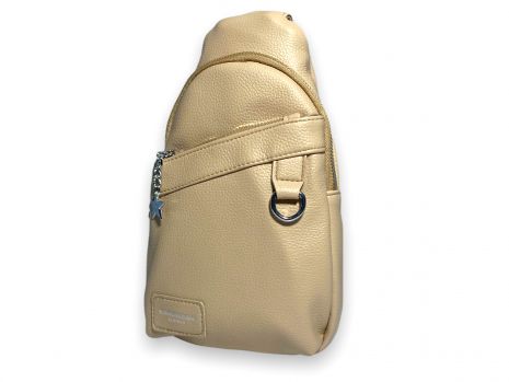 Слинг сумка женская через плечо,одно отделение экокожа, с одной лямкой, 6697 размеры 27*15*5 см бежевый
