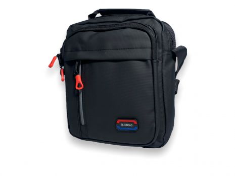Чоловіча сумка через плече 66101, два відділи, два кармани на лицьовій стороні розмір 25*20*10 см чорна