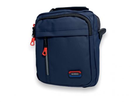 Чоловіча сумка через плече 66101, два відділи, дві кишені на лицьовій стороні розмір 25*20*10 см синя