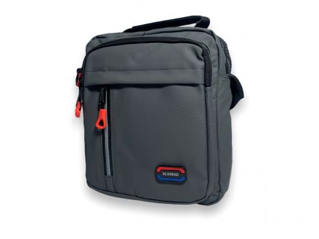Чоловіча сумка через плече 66101 два відділи, дві кишені на лицьовій стороні розмір 25*20*10 см сіра