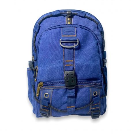 Брезентовий рюкзак, 20 л, три відділення, бічні кармани, фронтальні кармани, розміри 40*30*15 см, синій