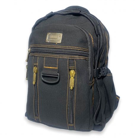 Брезентовий рюкзак B257 три відділи, кармани, бічні стяжки, внутрішні кармани, розм. 40*30*16 см чорний
