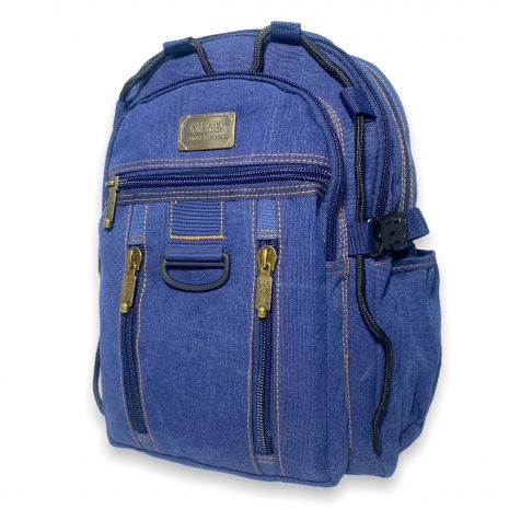Брезентовий рюкзак B257 три відділи, кармани, бічні стяжки, внутрішні кармани, розм. 40*30*16 см синій