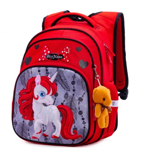 Дитячий рюкзак шкільний R3-233 для дівчинки три відділу Winner One/SkyName 30*18*38 см червоний