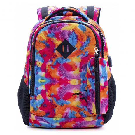 Рюкзак для девочки, подростковый57-24, USB порт два отдела SkyName/(Winner) разм.30*16*40см разноцветный