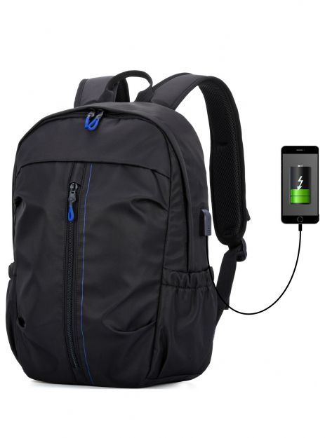 Рюкзак SkyName 90-117 молодежный для мальчика USB, разм.29*16*44см черно-синий