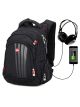 Рюкзак SkyName 90-130 молодежный для мальчика, подростковый разъем USB, разм.33*19*44см черный