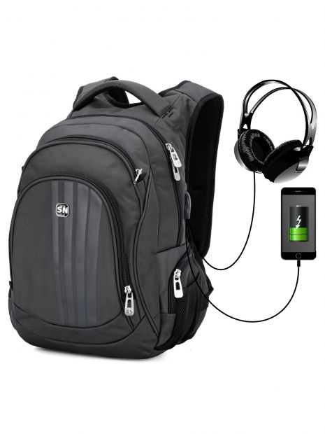 Рюкзак SkyName 90-130 молодіжний для хлопчика, підлітковий USB роз'єм, розм.33*19*44см сірий